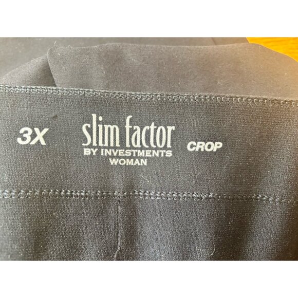 NWT Investments Woman Size 3X Slim Factor Crop Pants Black Stretch Crochet Trim - Picture 5 of 5